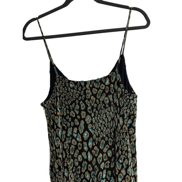 Caroline Constas Metallic Leopard Print Dress Midi Sz Lg Romantic Luxury Sexy - Picture 8 of 10